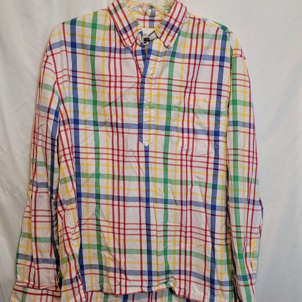 Chubbies Plaid Shirt The Nutter Pullover Cotton Rainbow Size L Long Sleeve